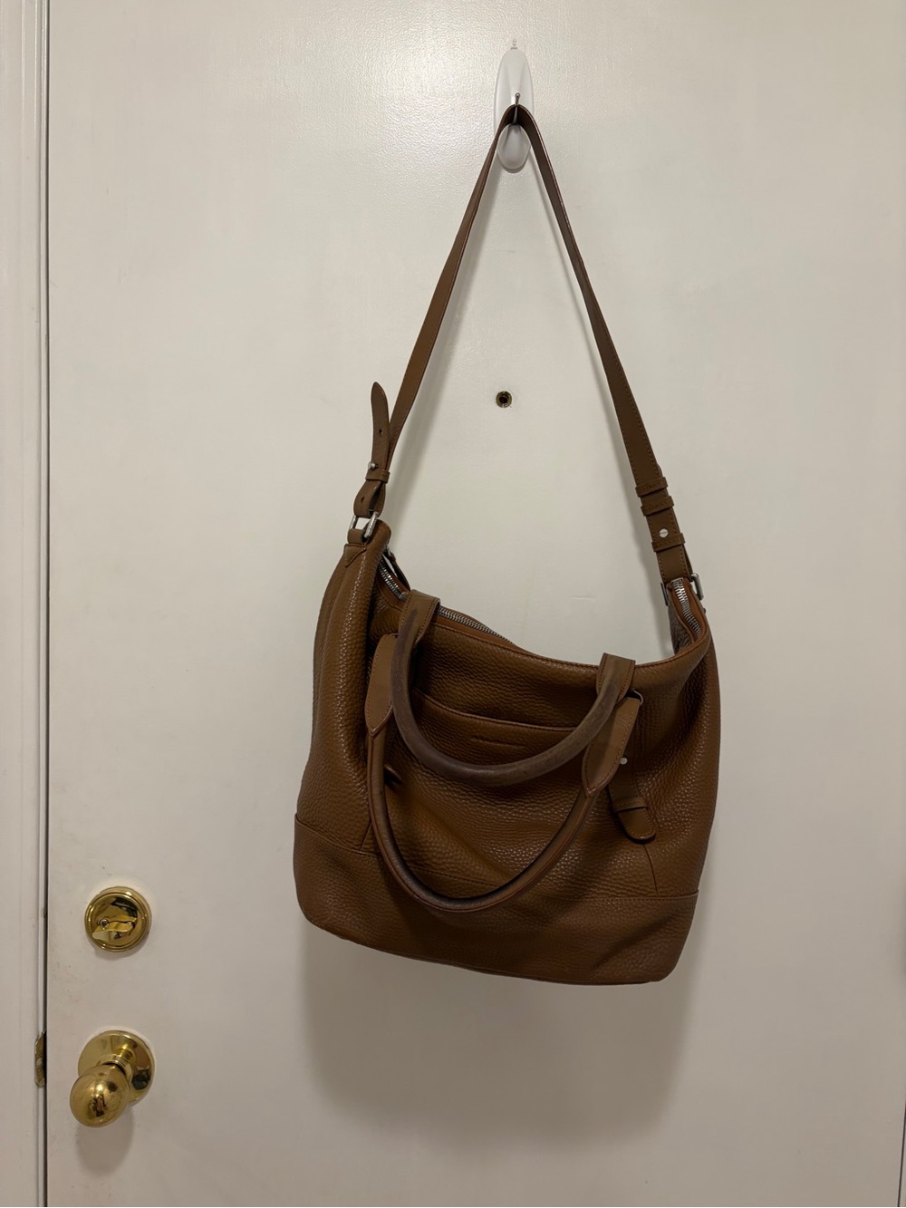 Mackage Rafia Classic Brown Leather Tote Shoulder Bag